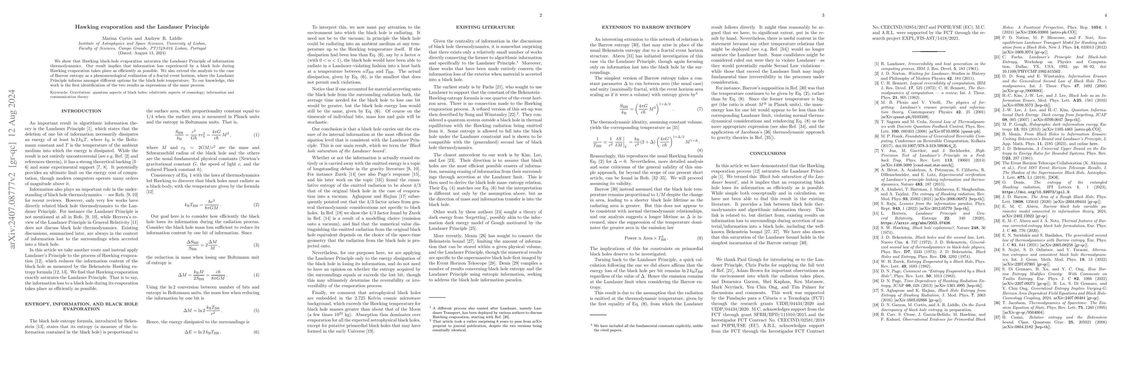 Thumbnail for Hawking evaporation and the Landauer Principle
