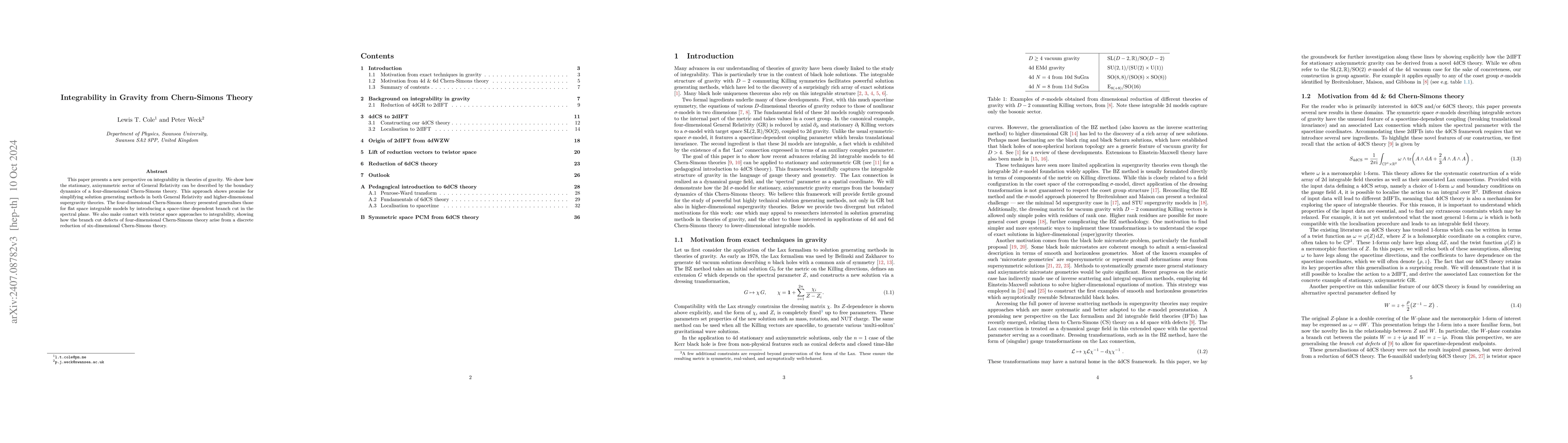 Thumbnail for Integrability in Gravity from Chern-Simons Theory