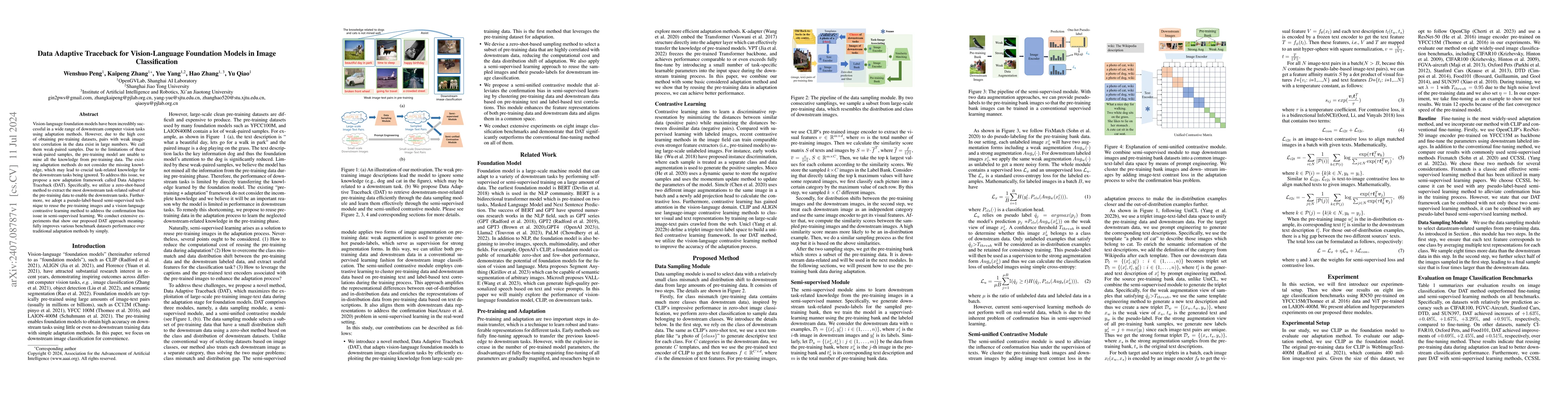Thumbnail for Data Adaptive Traceback for Vision-Language Foundation Models in Image
  Classification