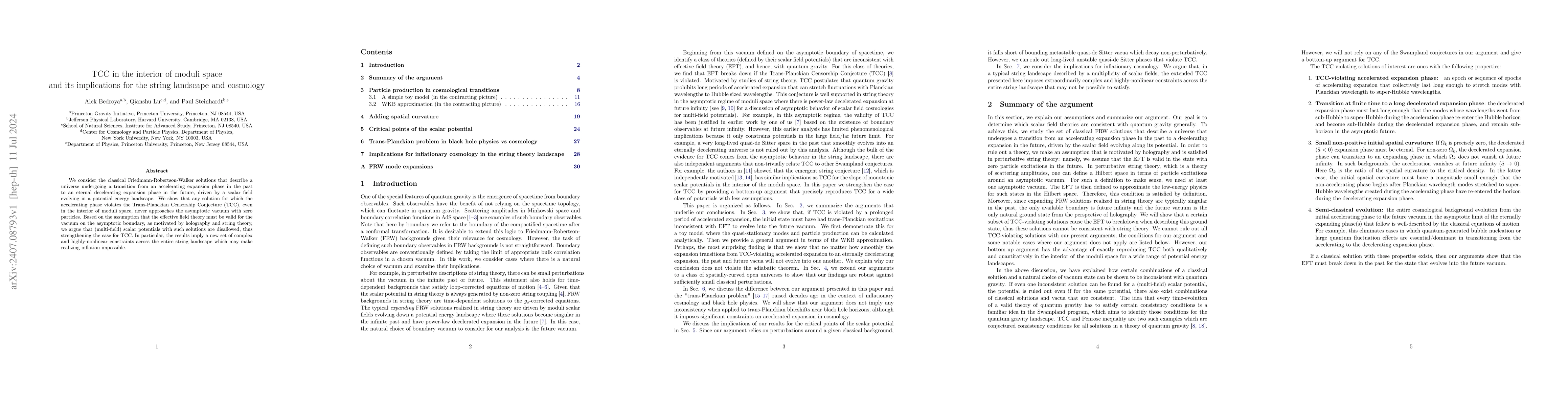 Thumbnail for TCC in the interior of moduli space and its implications for the string
  landscape and cosmology