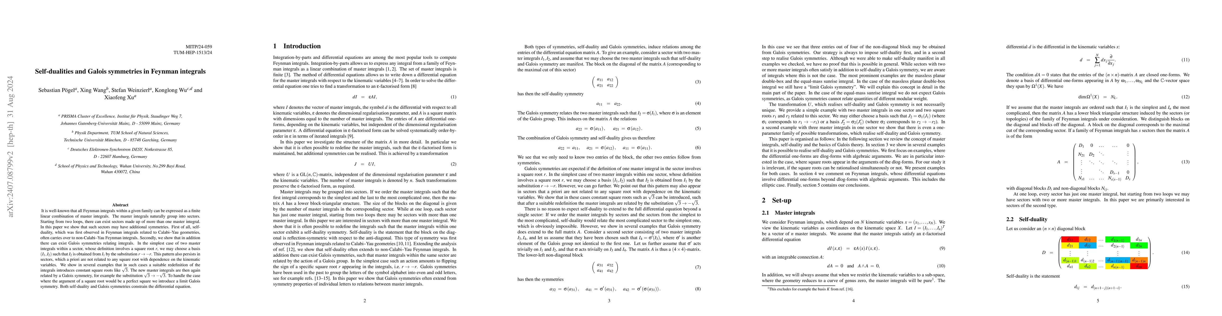 Thumbnail for Self-dualities and Galois symmetries in Feynman integrals