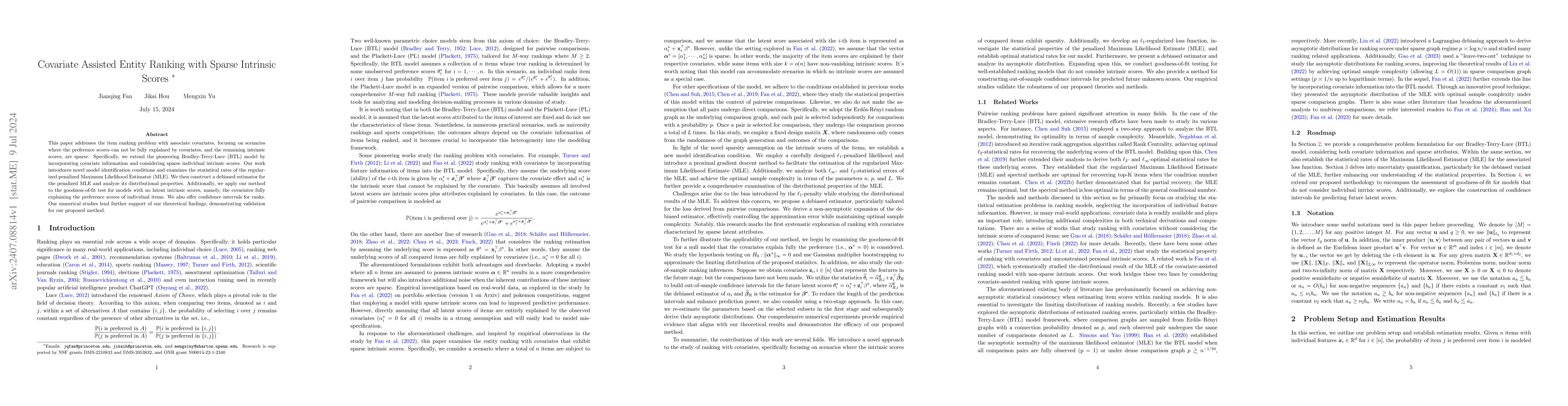 Thumbnail for Covariate Assisted Entity Ranking with Sparse Intrinsic Scores