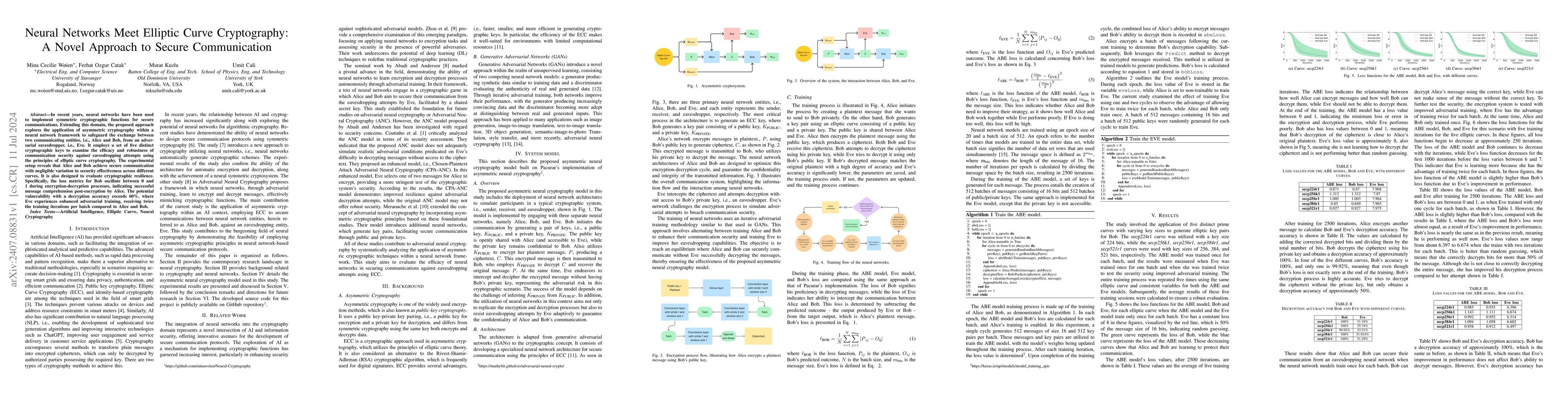 Thumbnail for Neural Networks Meet Elliptic Curve Cryptography: A Novel Approach to
  Secure Communication