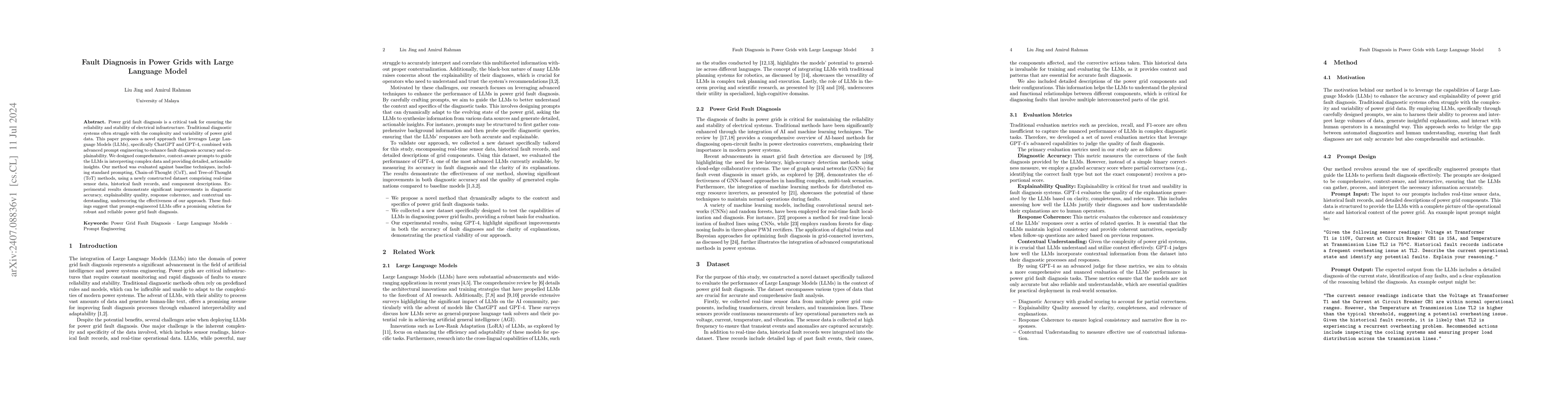 Thumbnail for Fault Diagnosis in Power Grids with Large Language Model