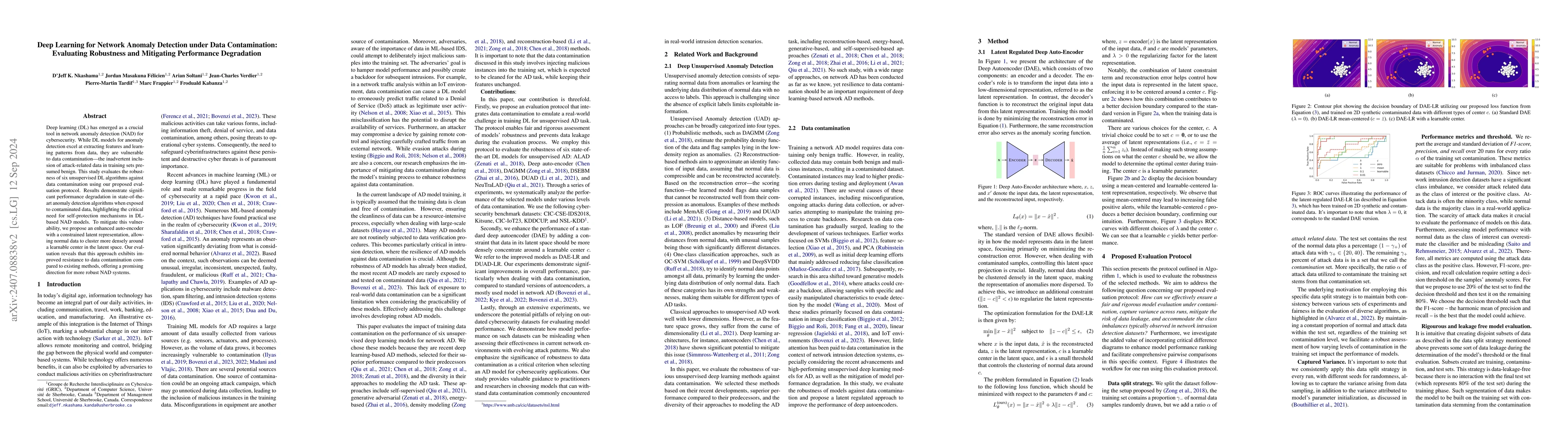 Thumbnail for Deep Learning for Network Anomaly Detection under Data Contamination:
  Evaluating Robustness and Mitigating Performance Degradation