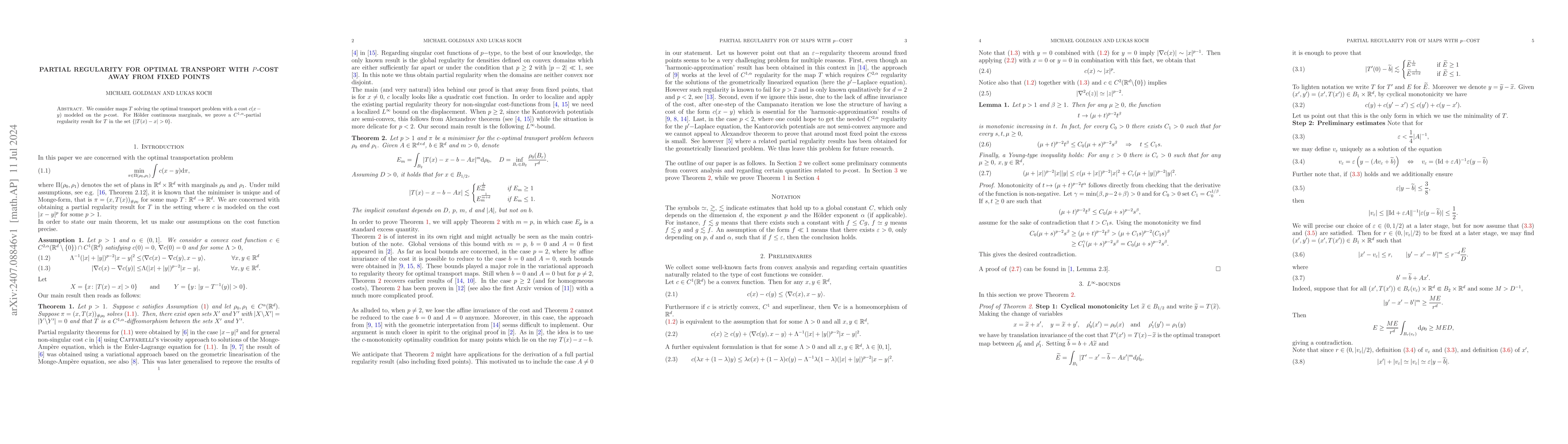 Thumbnail for Partial regularity for optimal transport with p-cost away from fixed
  points