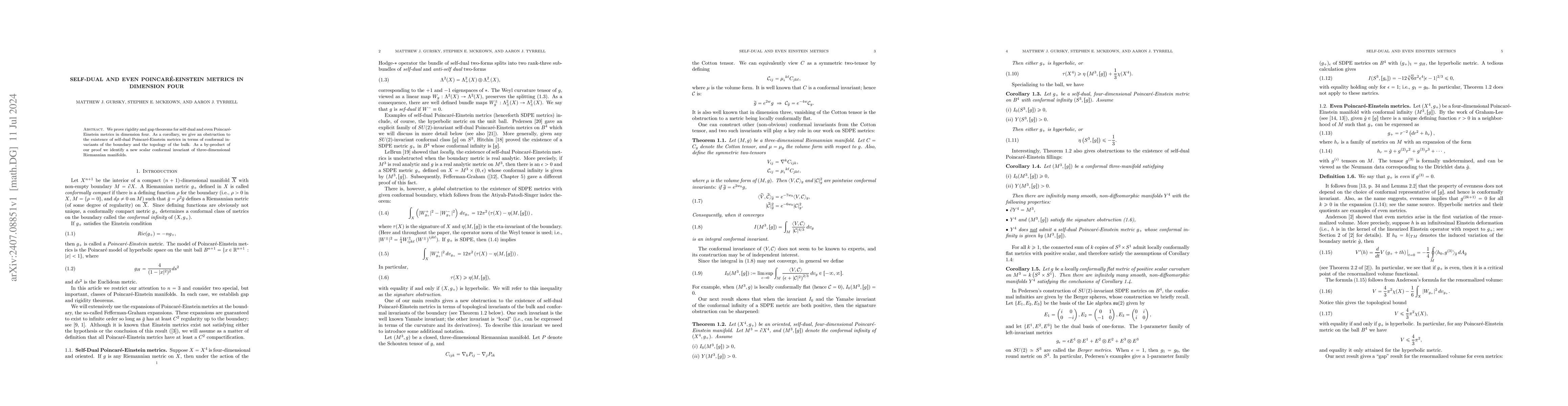 Thumbnail for Self-dual and even Poincaré-Einstein metrics in dimension four