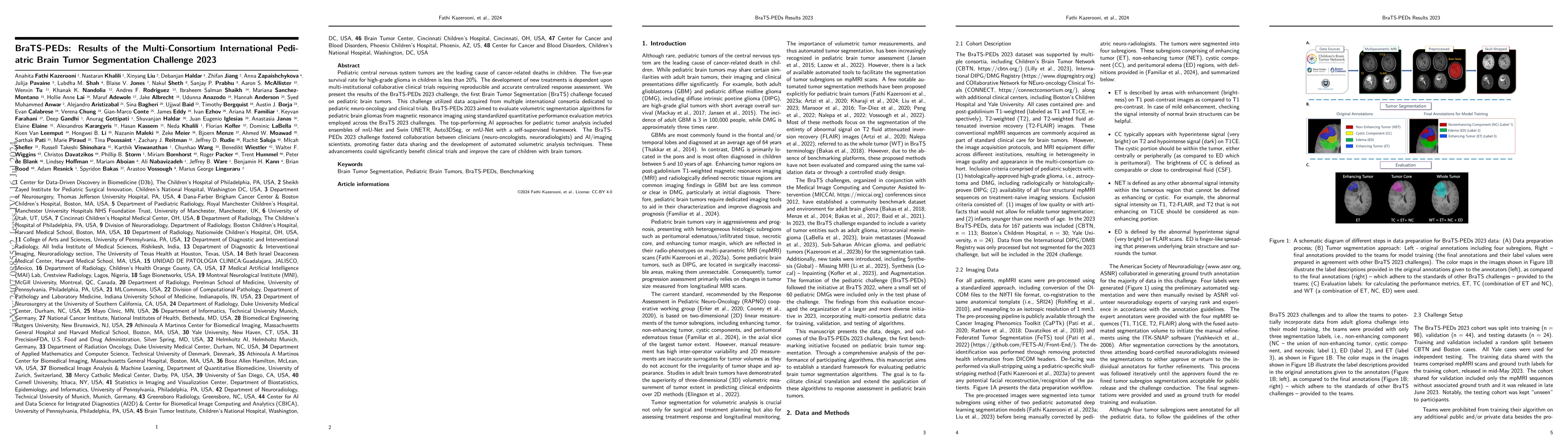 Thumbnail for BraTS-PEDs: Results of the Multi-Consortium International Pediatric
  Brain Tumor Segmentation Challenge 2023