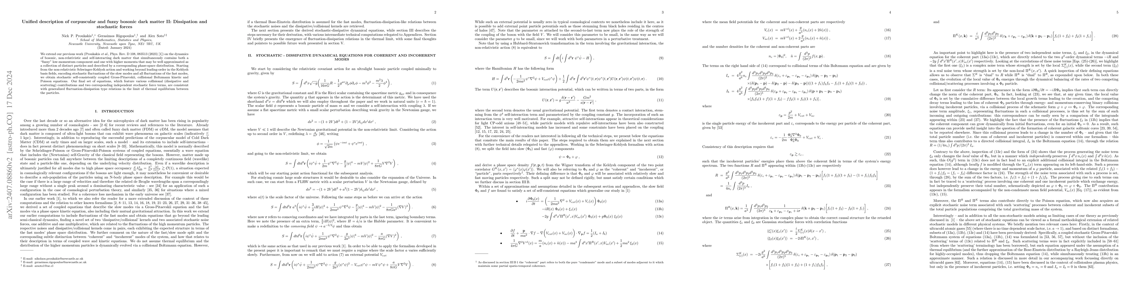 Thumbnail for Unified description of corpuscular and fuzzy bosonic dark matter II:
  Dissipation and stochastic forces