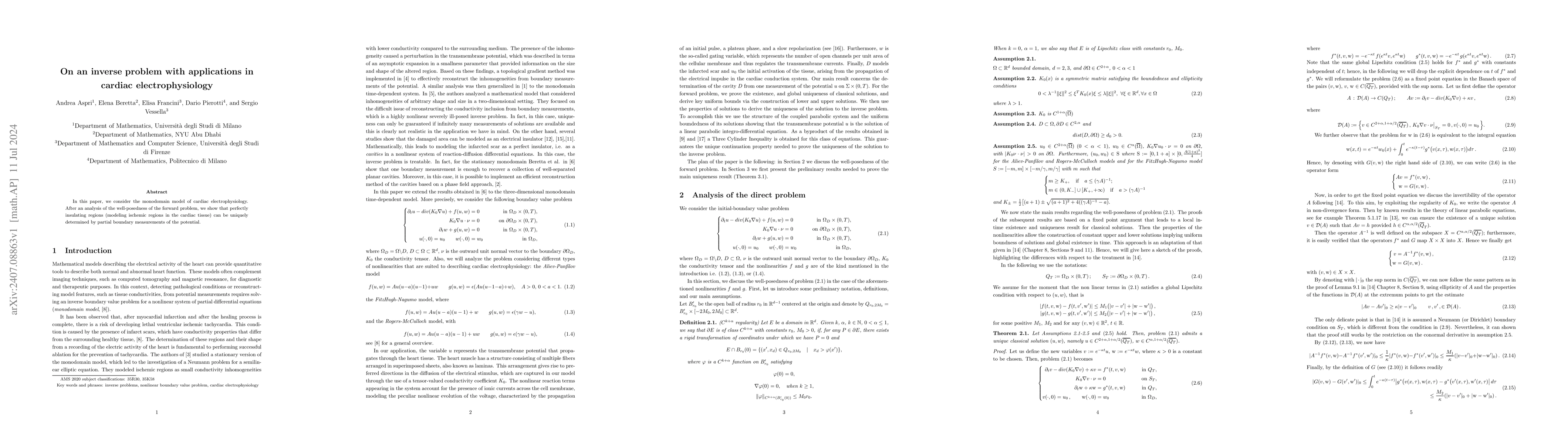 Thumbnail for On an inverse problem with applications in cardiac electrophysiology