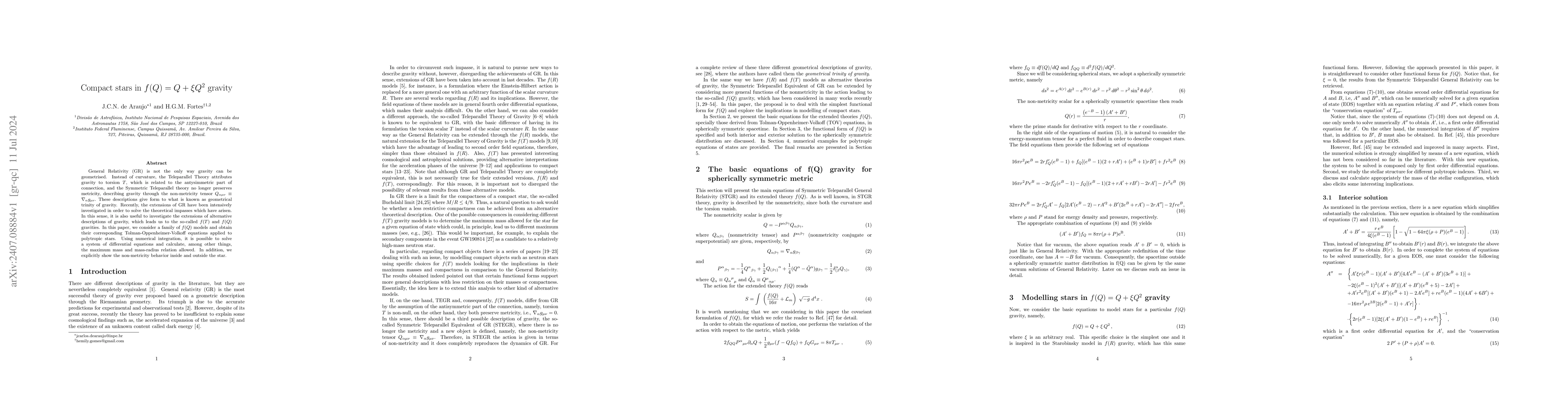 Thumbnail for Compact stars in $f(Q) = Q +ξQ^2$ gravity