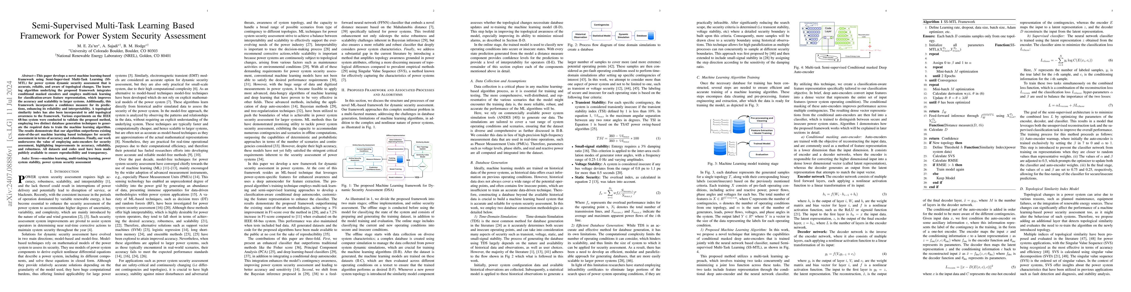 Thumbnail for Semi-Supervised Multi-Task Learning Based Framework for Power System
  Security Assessment