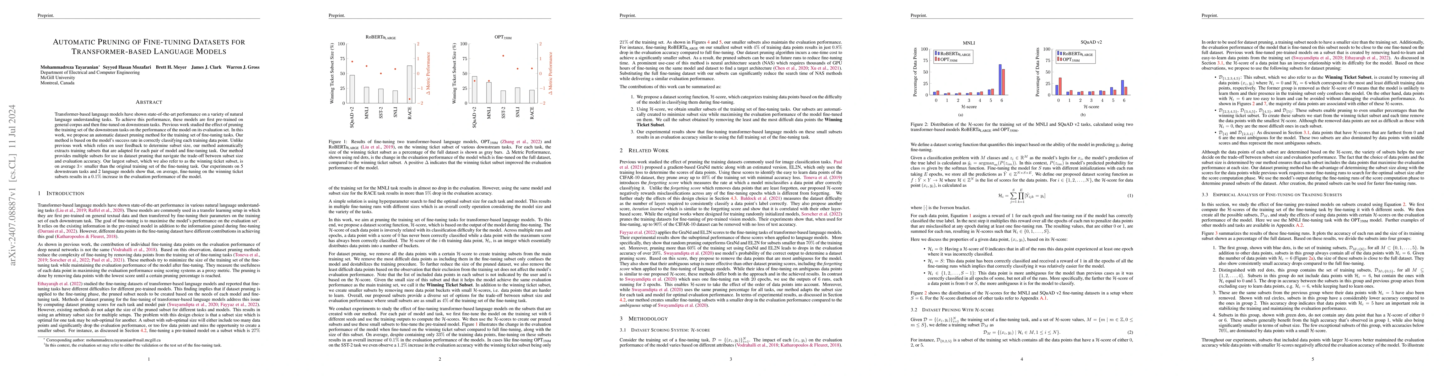 Thumbnail for Automatic Pruning of Fine-tuning Datasets for Transformer-based Language
  Models
