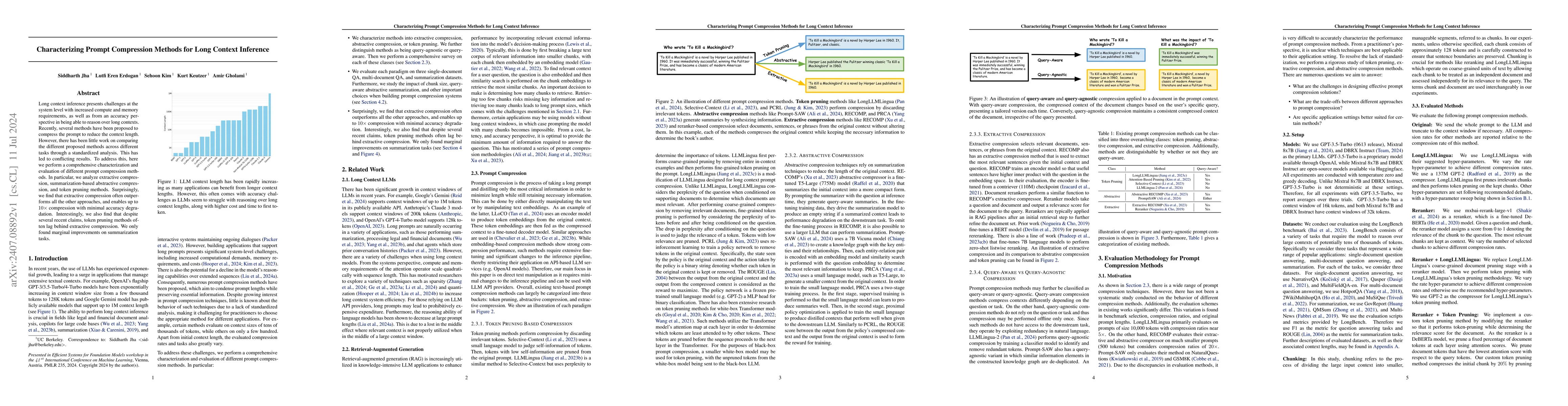 Thumbnail for Characterizing Prompt Compression Methods for Long Context Inference