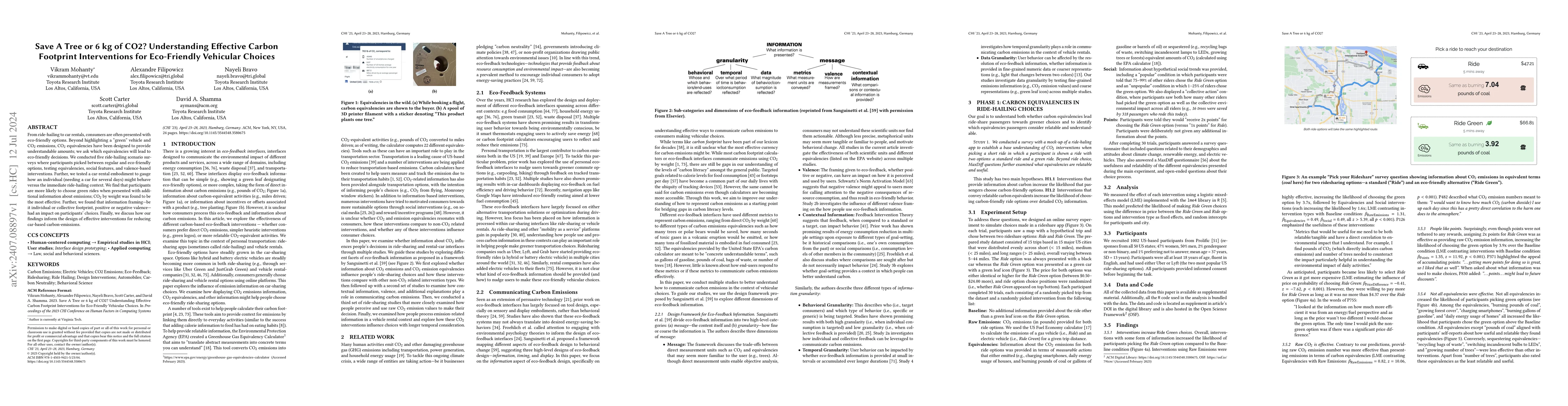 Thumbnail for Save A Tree or 6 kg of CO2? Understanding Effective Carbon Footprint
  Interventions for Eco-Friendly Vehicular Choices