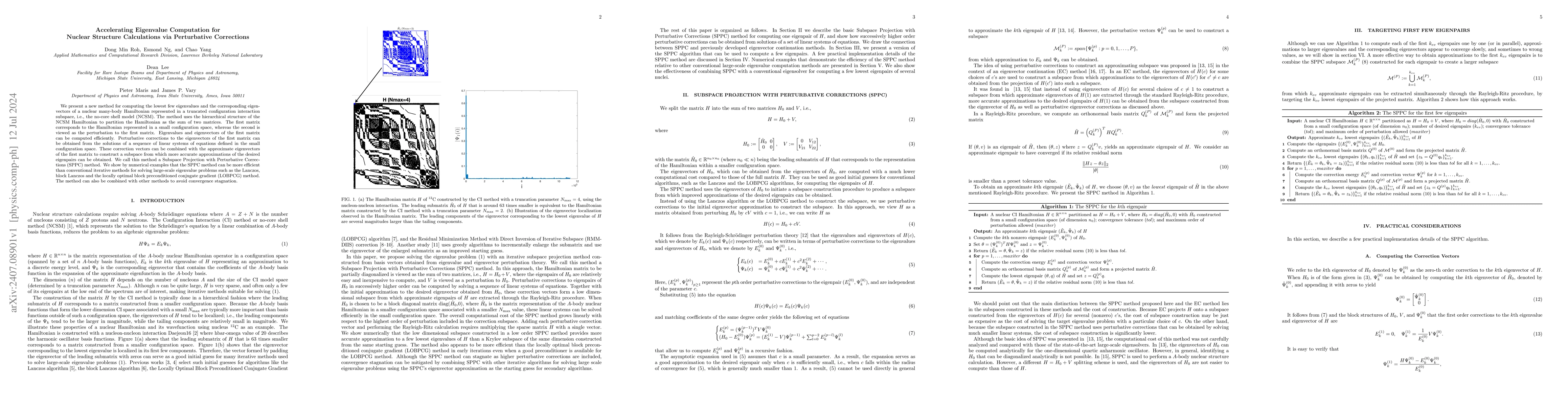 Thumbnail for Accelerating Eigenvalue Computation for Nuclear Structure Calculations
  via Perturbative Corrections