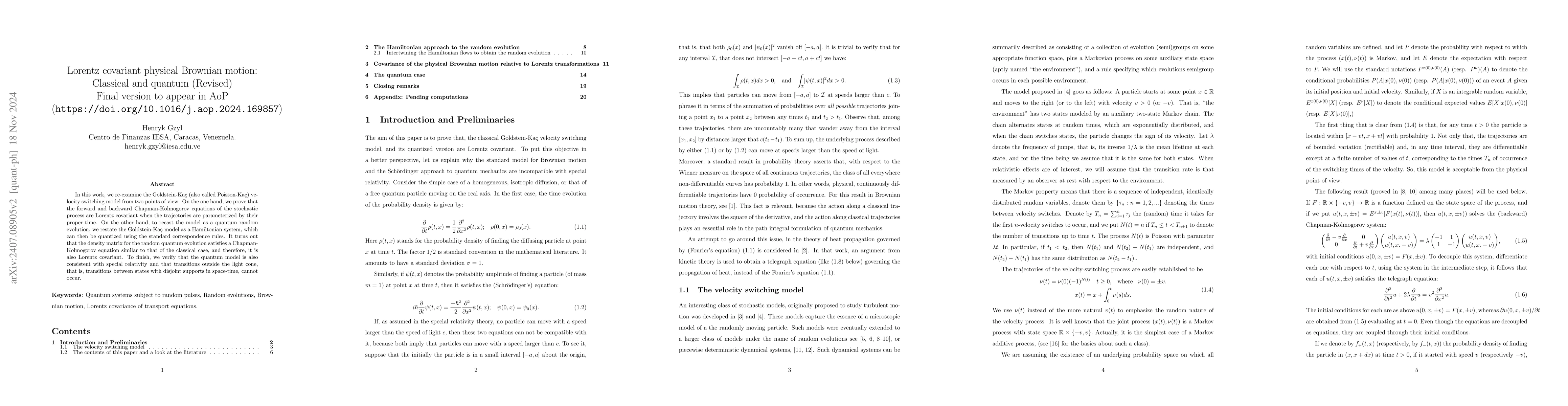 Thumbnail for Lorentz covariant physical Brownian motion: Classical and quantum