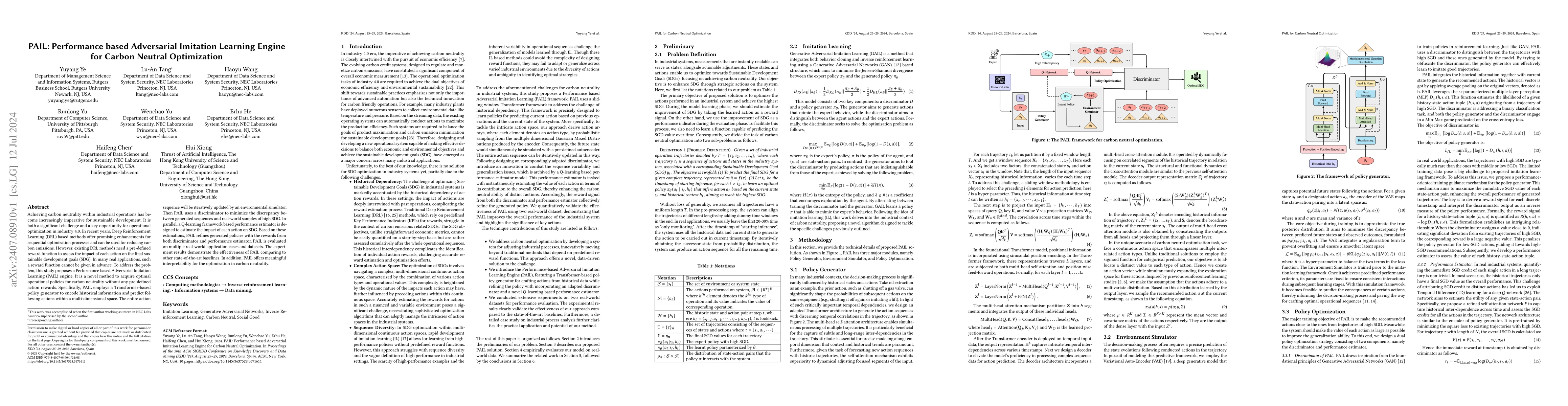 Thumbnail for PAIL: Performance based Adversarial Imitation Learning Engine for Carbon
  Neutral Optimization