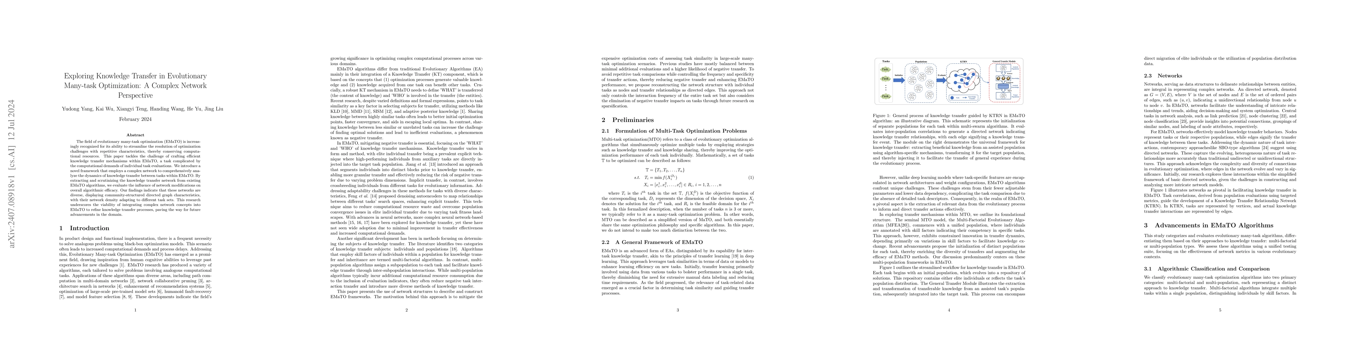Thumbnail for Exploring Knowledge Transfer in Evolutionary Many-task Optimization: A
  Complex Network Perspective