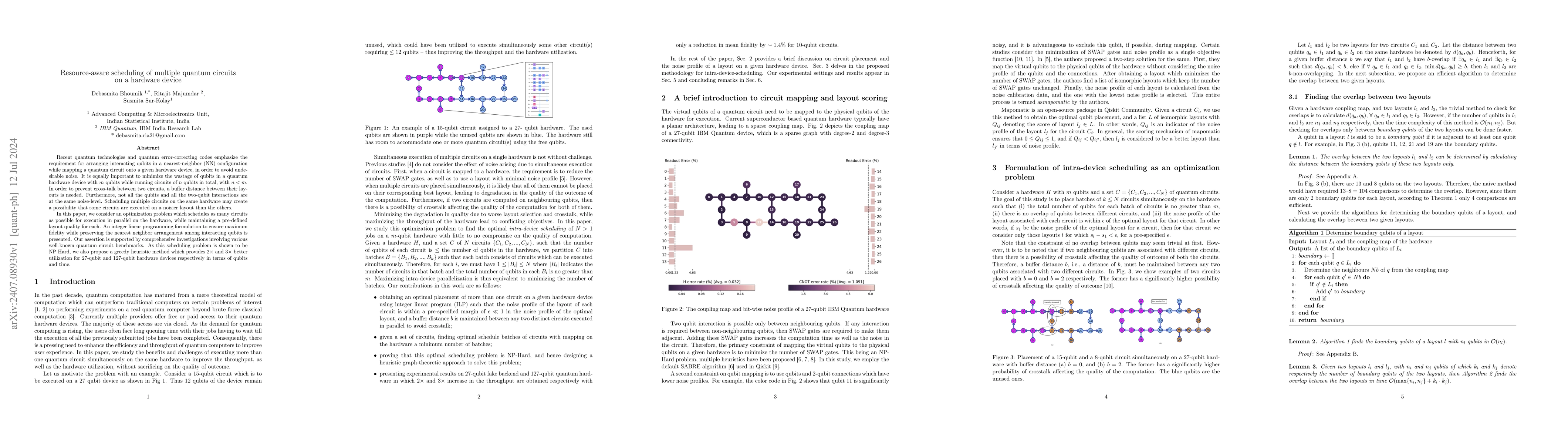 Thumbnail for Resource-aware scheduling of multiple quantum circuits on a hardware
  device