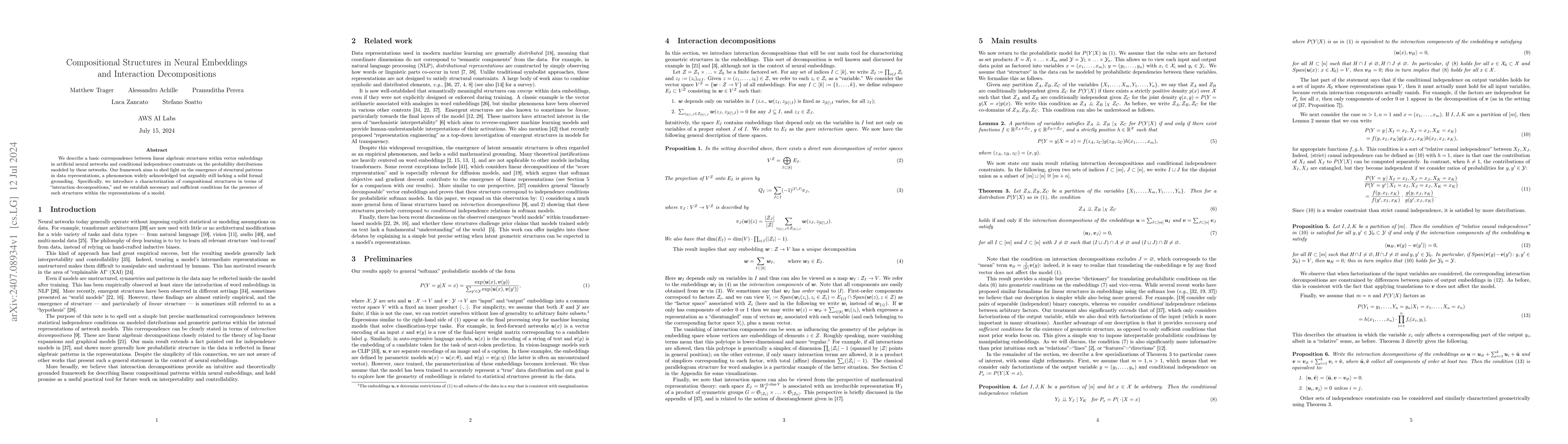 Thumbnail for Compositional Structures in Neural Embedding and Interaction
  Decompositions