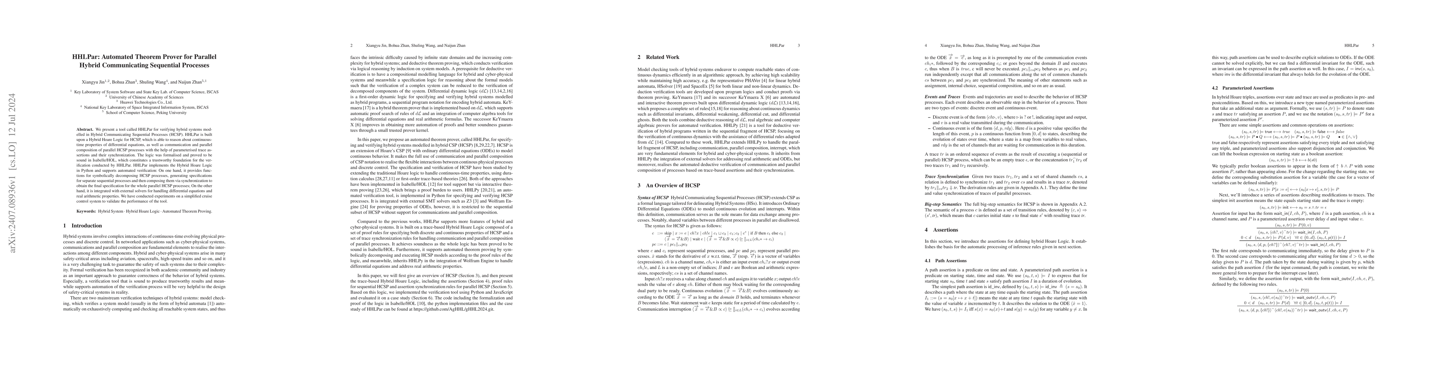Thumbnail for HHLPar: Automated Theorem Prover for Parallel Hybrid Communicating
  Sequential Processes