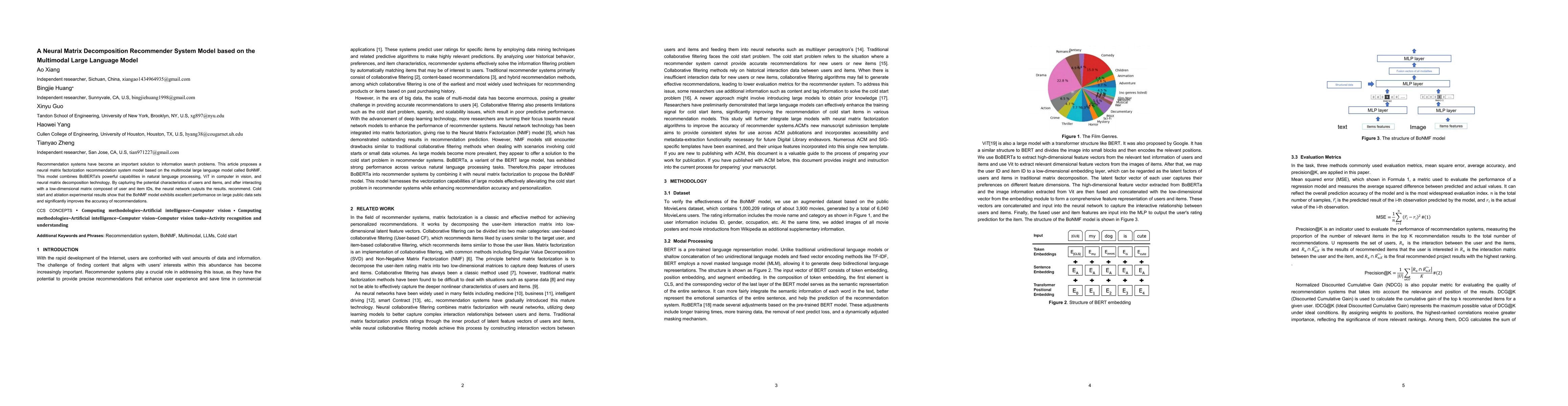 Thumbnail for A Neural Matrix Decomposition Recommender System Model based on the
  Multimodal Large Language Model