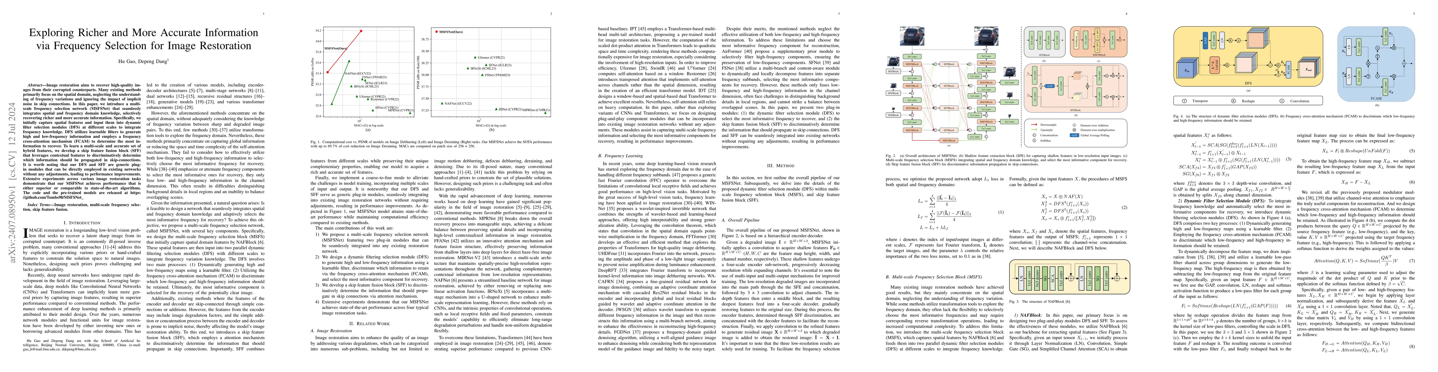 Thumbnail for Exploring Richer and More Accurate Information via Frequency Selection
  for Image Restoration
