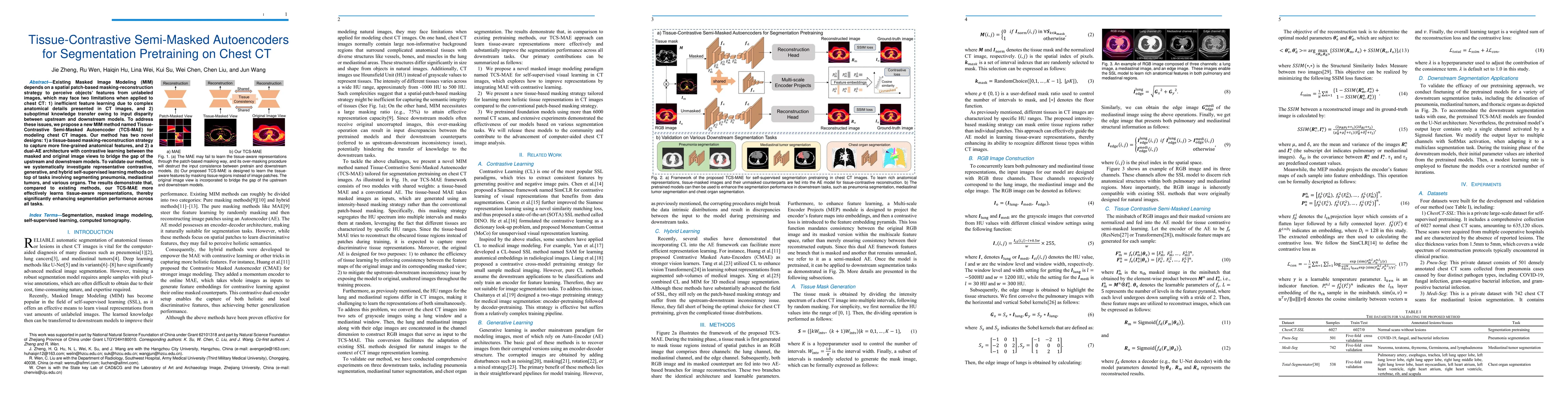 Thumbnail for Tissue-Contrastive Semi-Masked Autoencoders for Segmentation Pretraining
  on Chest CT