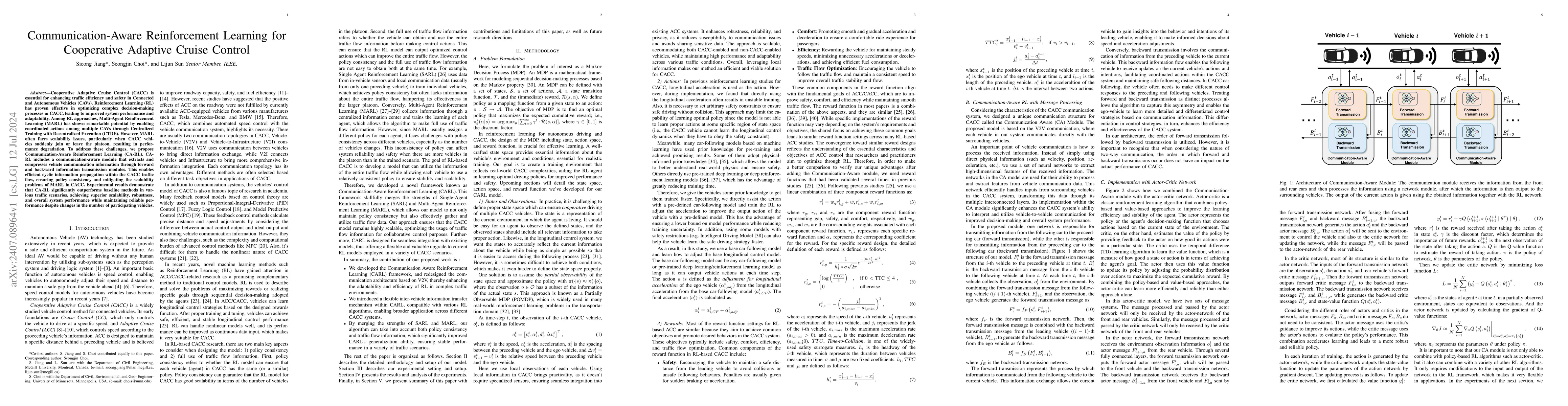 Thumbnail for Communication-Aware Reinforcement Learning for Cooperative Adaptive
  Cruise Control