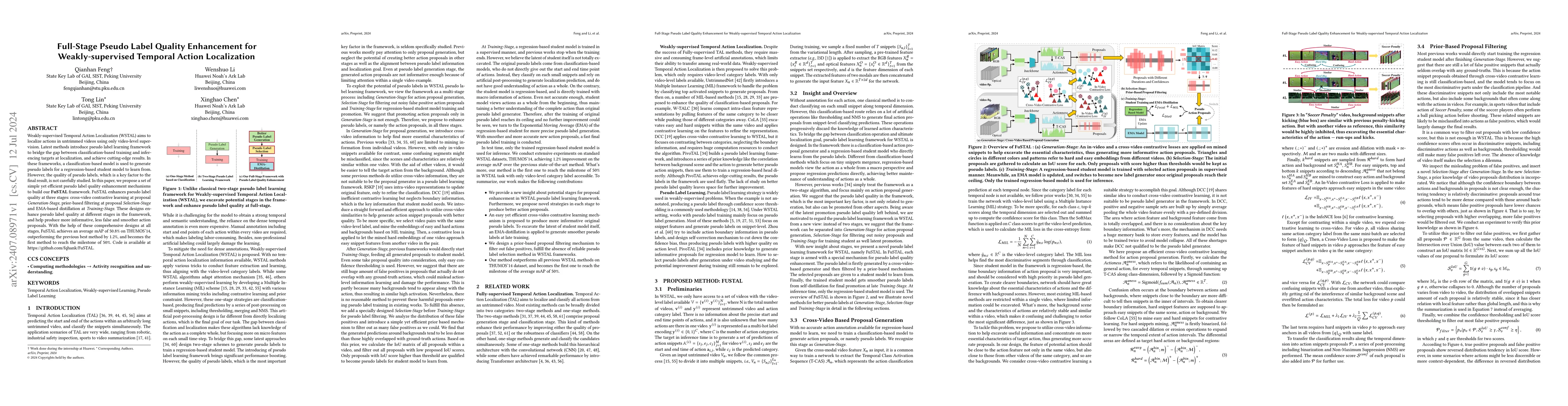 Thumbnail for Full-Stage Pseudo Label Quality Enhancement for Weakly-supervised
  Temporal Action Localization