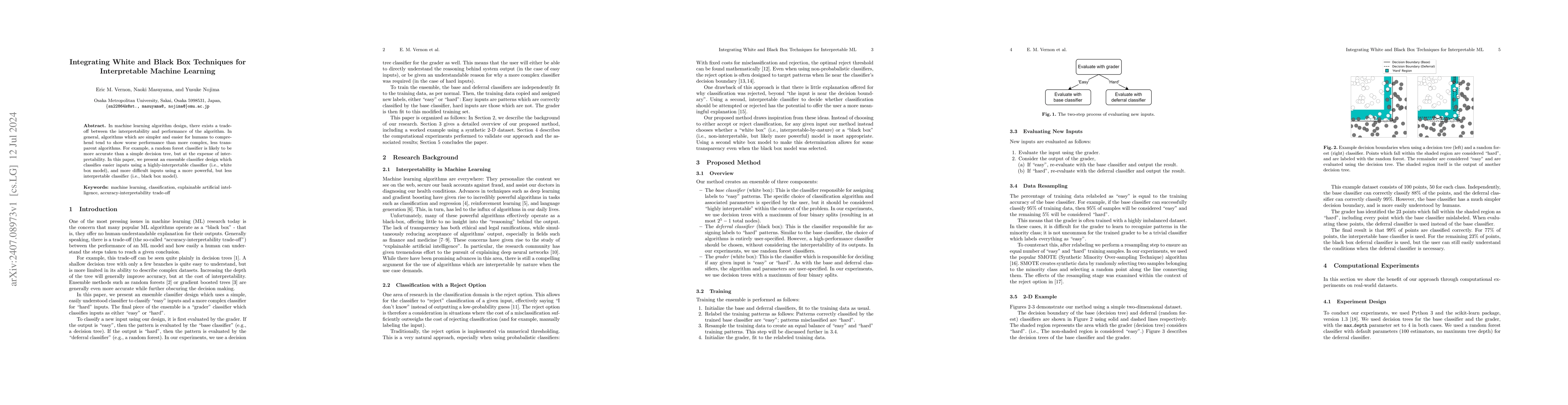 Thumbnail for Integrating White and Black Box Techniques for Interpretable Machine
  Learning
