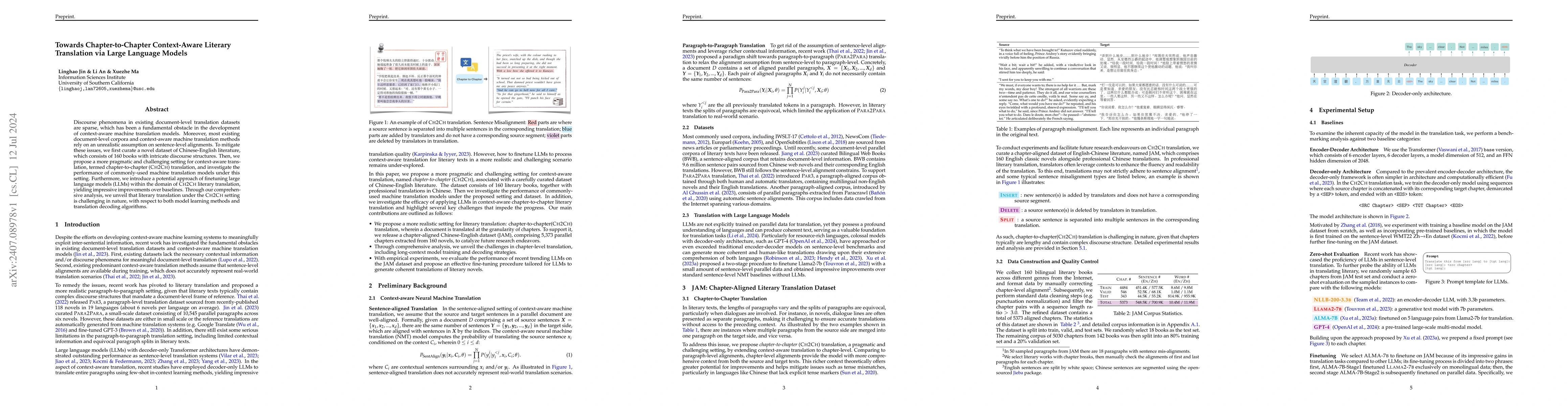 Thumbnail for Towards Chapter-to-Chapter Context-Aware Literary Translation via Large
  Language Models