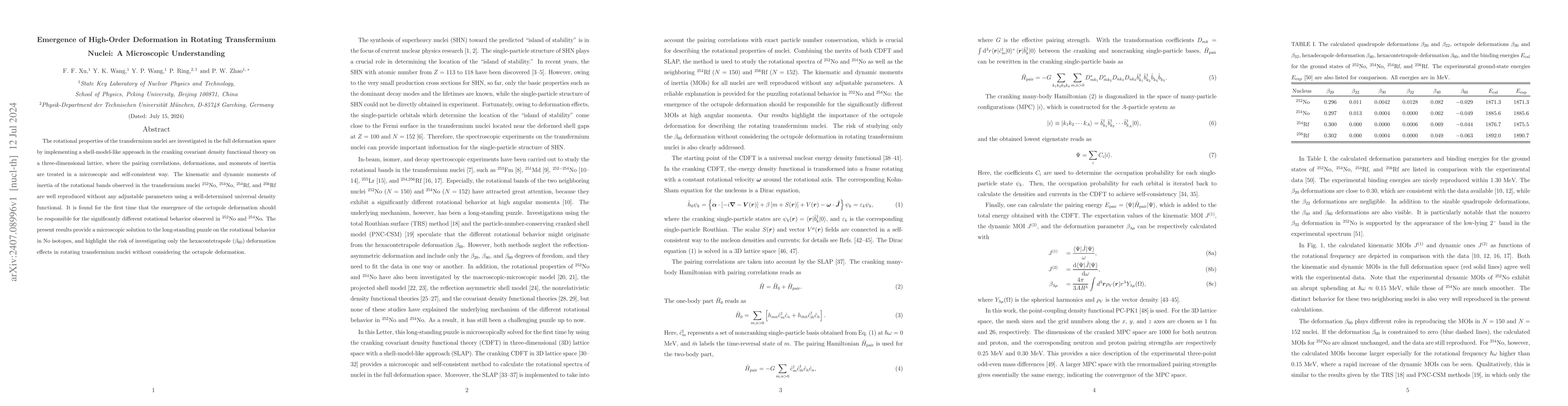 Thumbnail for Emergence of High-Order Deformation in Rotating Transfermium Nuclei: A
  Microscopic Understanding