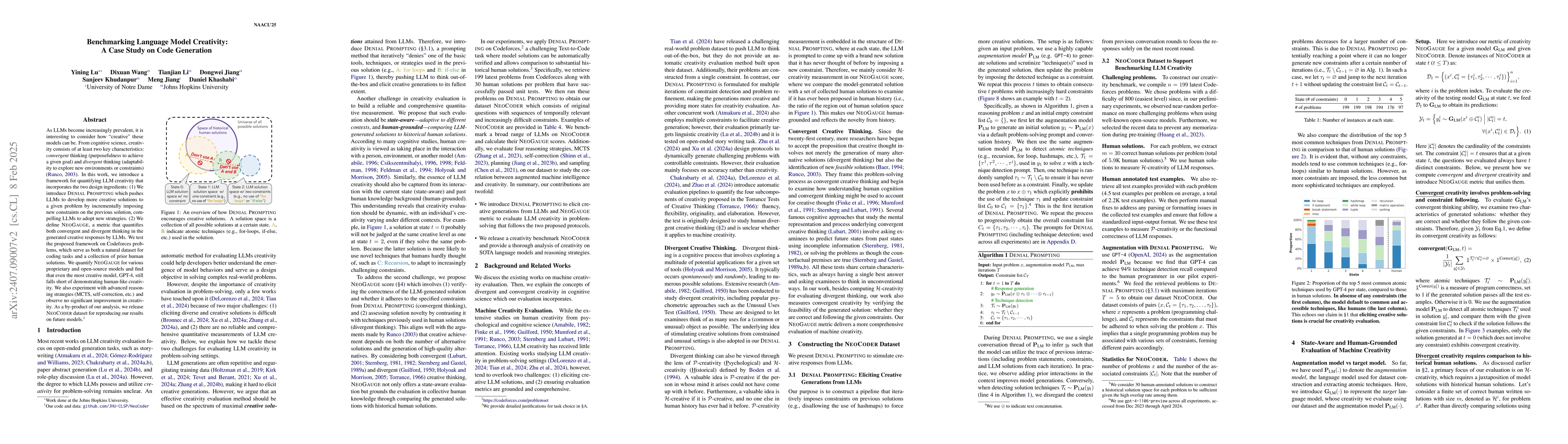Thumbnail for Benchmarking Language Model Creativity: A Case Study on Code Generation