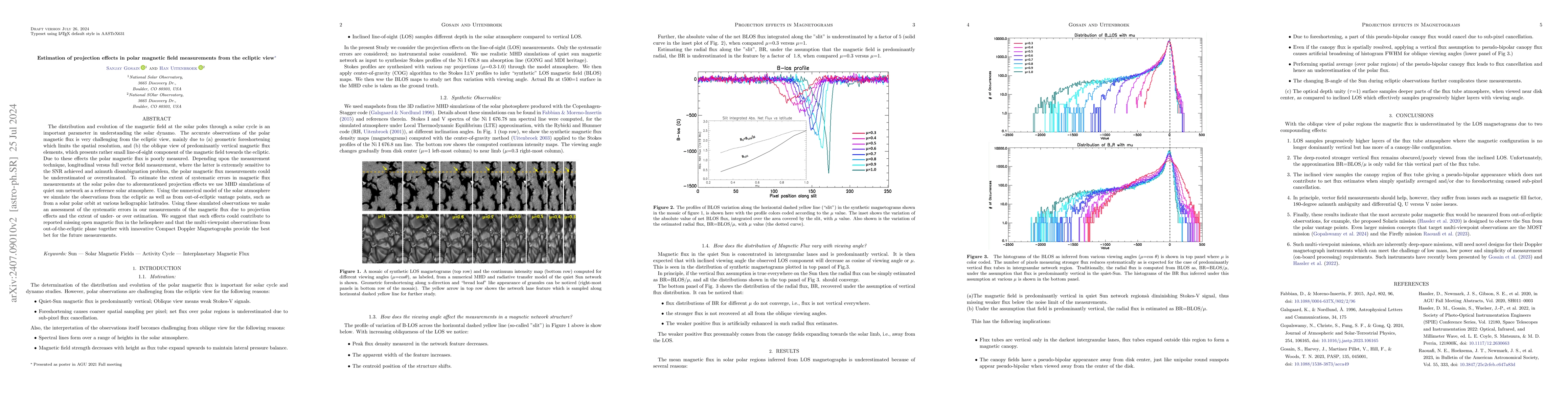 Thumbnail for Estimation of projection effects in the polar magnetic field
  measurements from the ecliptic view