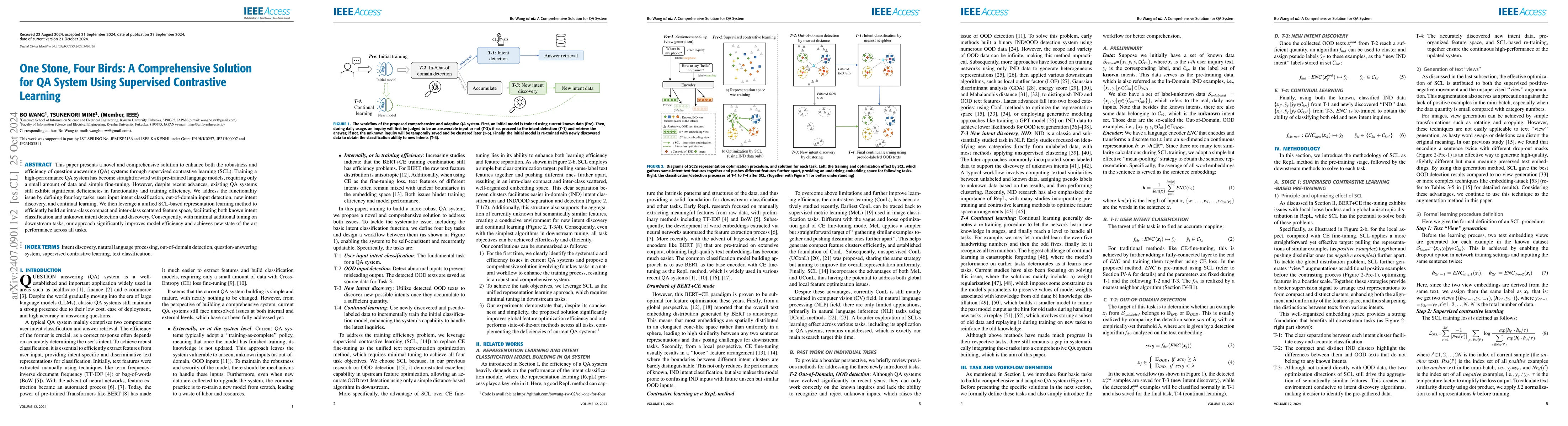 Thumbnail for One Stone, Four Birds: A Comprehensive Solution for QA System Using
  Supervised Contrastive Learning