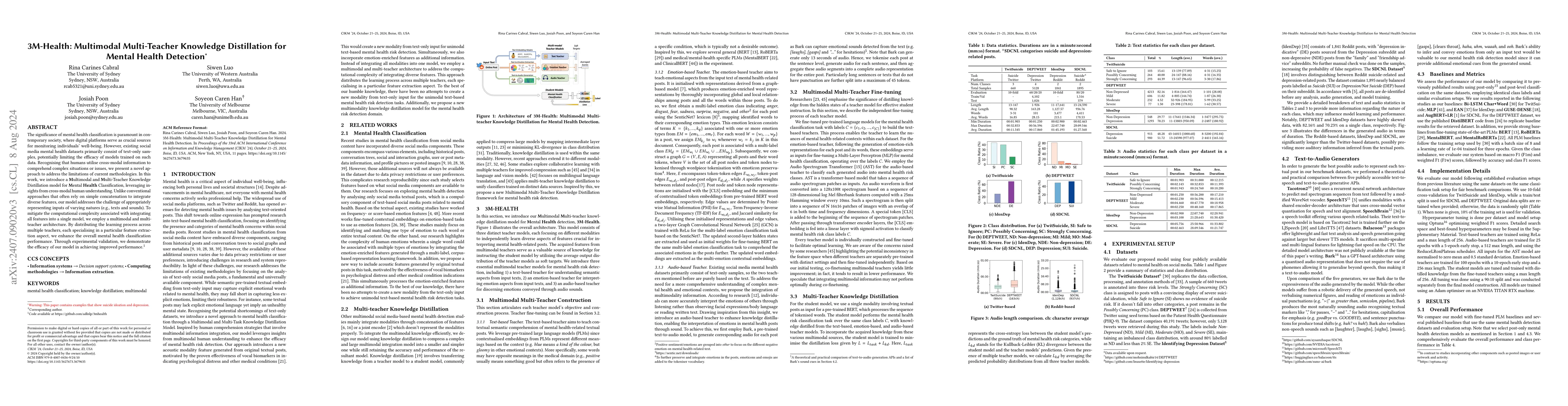 Thumbnail for 3M-Health: Multimodal Multi-Teacher Knowledge Distillation for Mental
  Health Detection