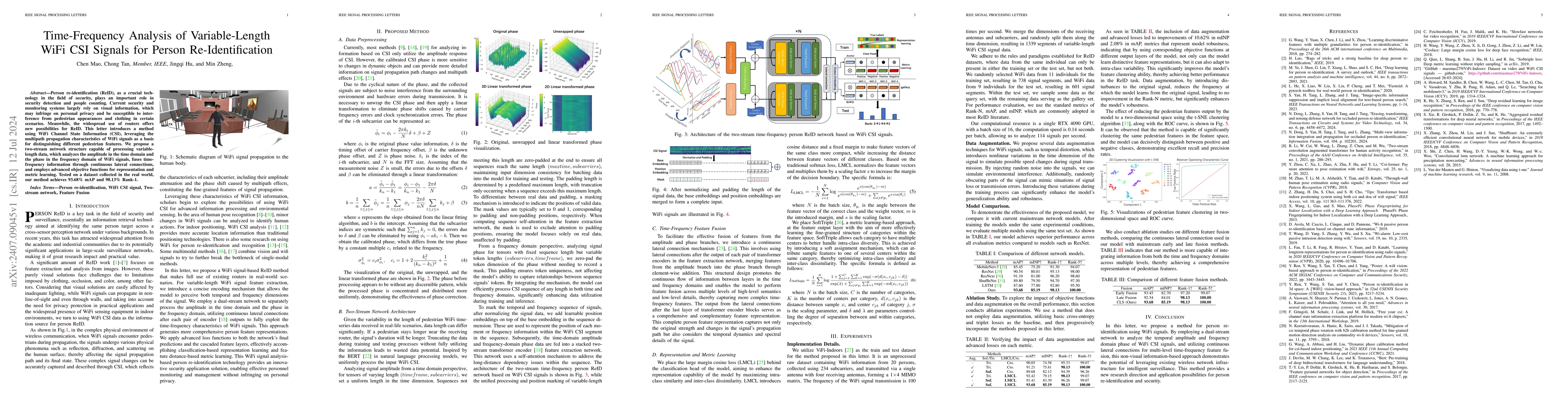 Thumbnail for Time-Frequency Analysis of Variable-Length WiFi CSI Signals for Person
  Re-Identification