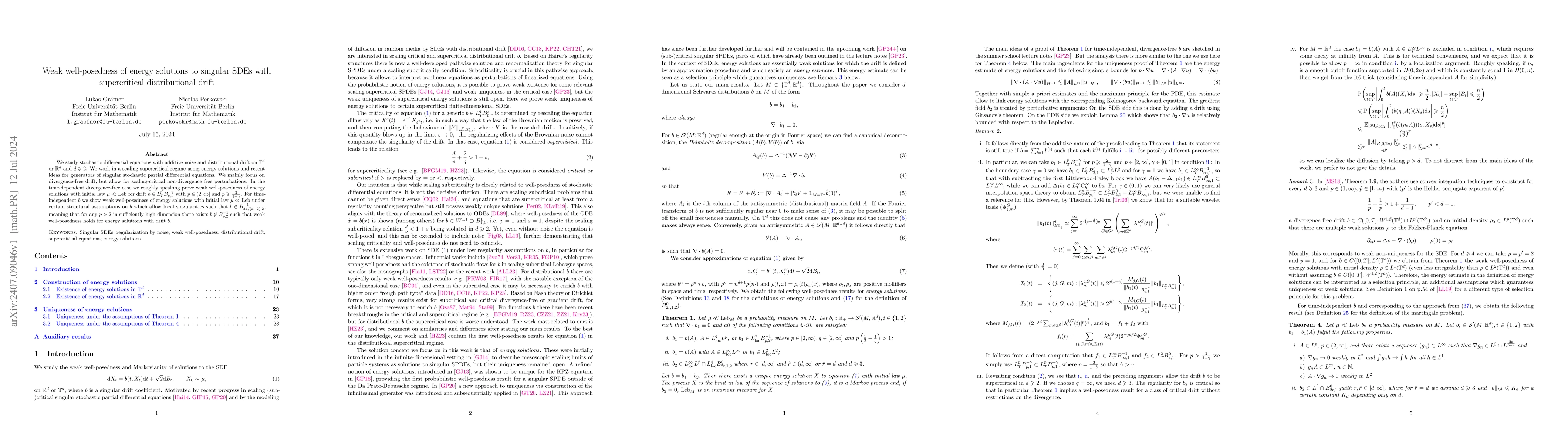Thumbnail for Weak well-posedness of energy solutions to singular SDEs with
  supercritical distributional drift