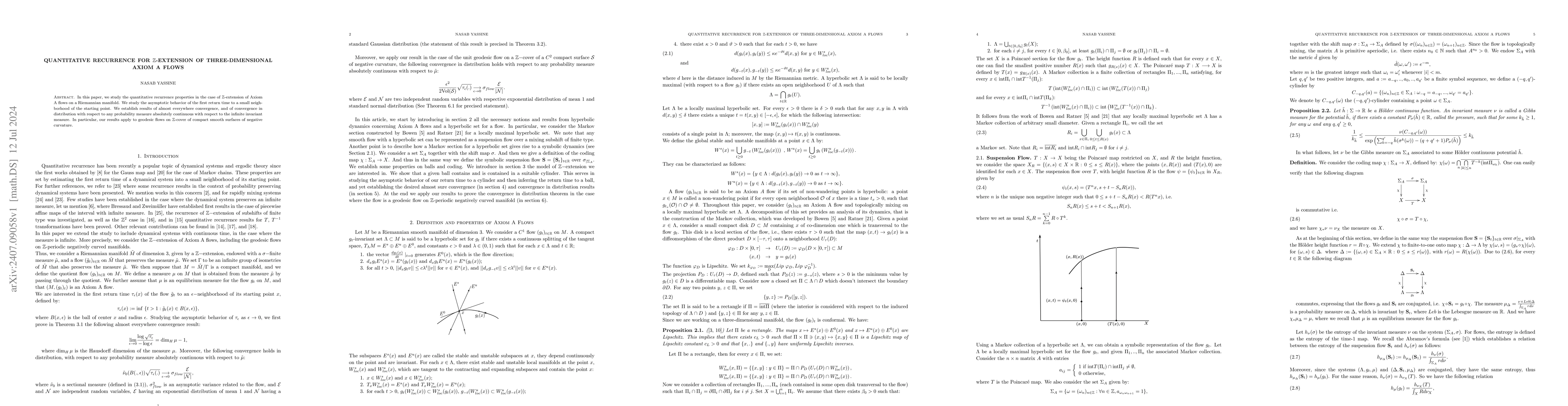 Thumbnail for Quantitative recurrence for Z-extension of three-dimensional Axiom A
  flows