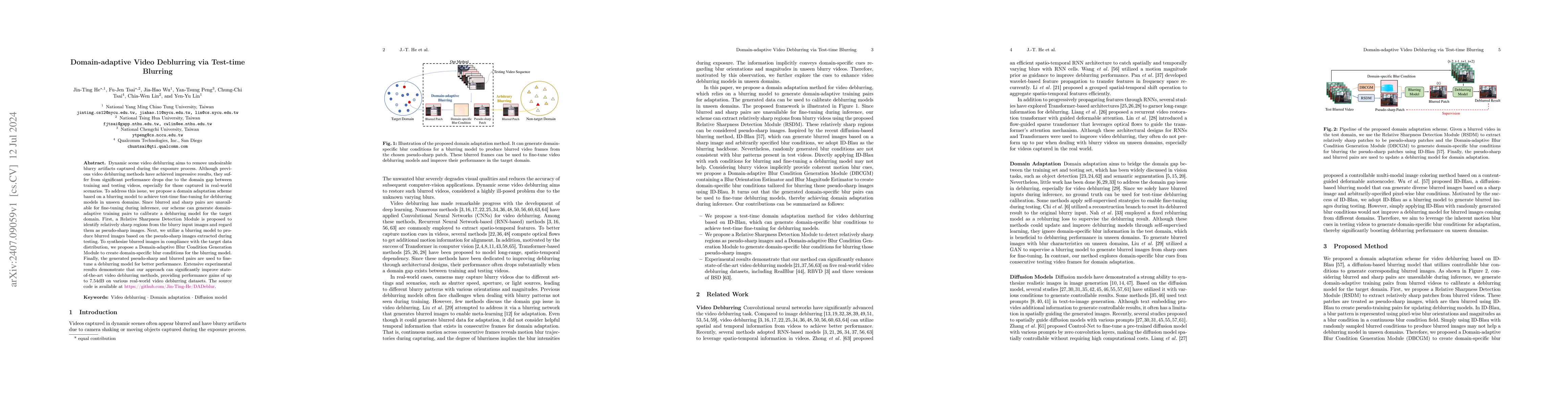 Thumbnail for Domain-adaptive Video Deblurring via Test-time Blurring