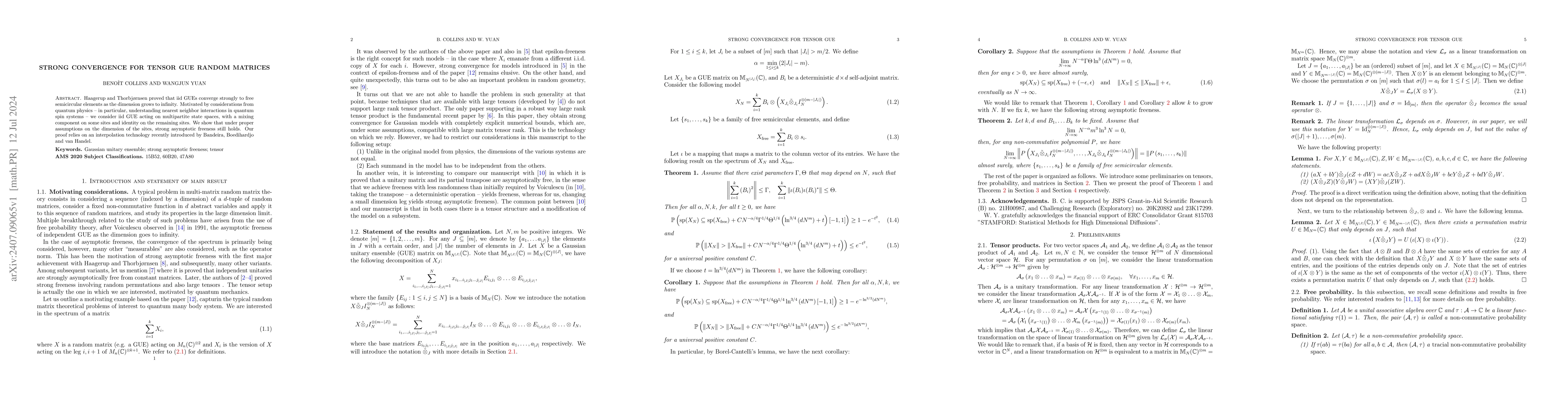 Thumbnail for Strong convergence for tensor GUE random matrices