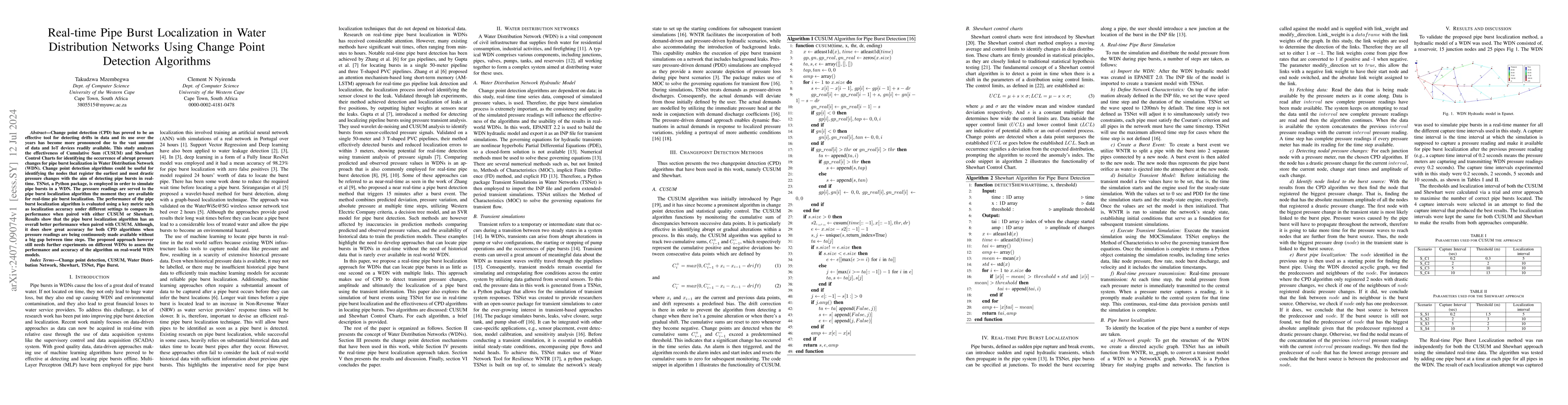 Thumbnail for Real-time Pipe Burst Localization in Water Distribution Networks Using
  Change Point Detection Algorithms