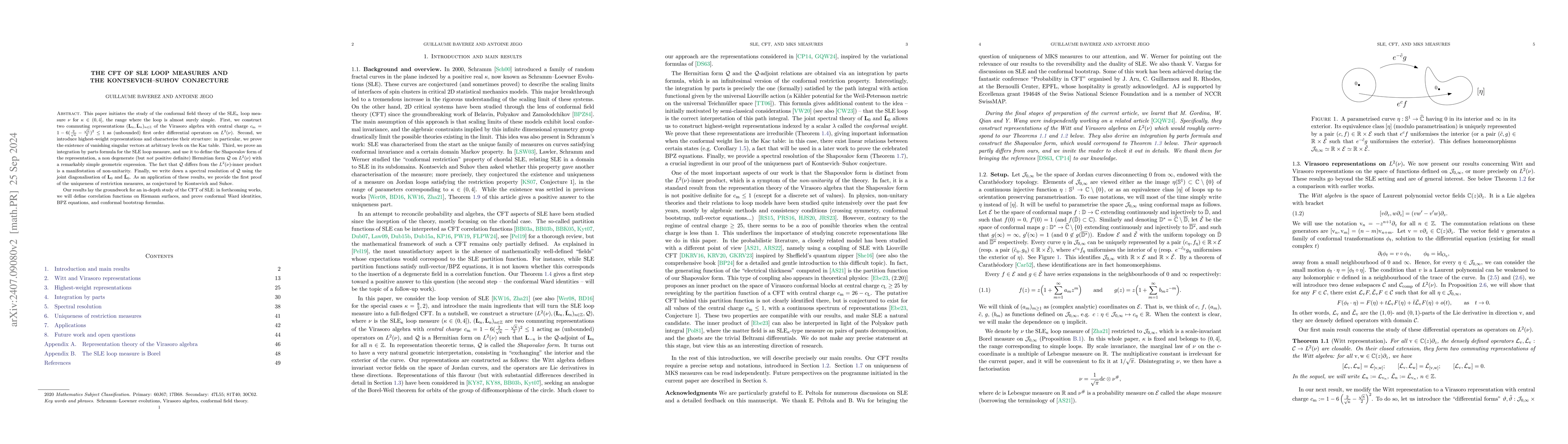 Thumbnail for The CFT of SLE loop measures and the Kontsevich--Suhov conjecture