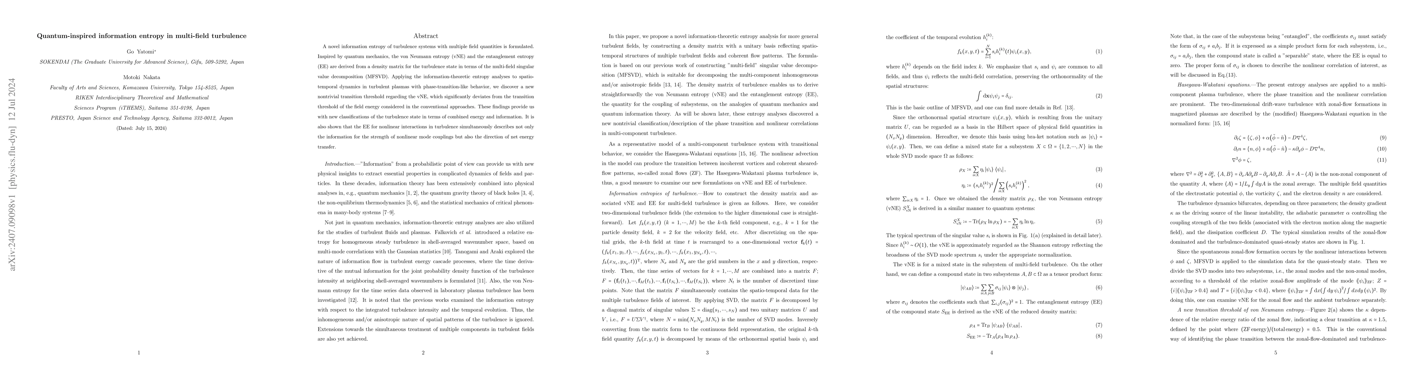 Thumbnail for Quantum-inspired information entropy in multi-field turbulence