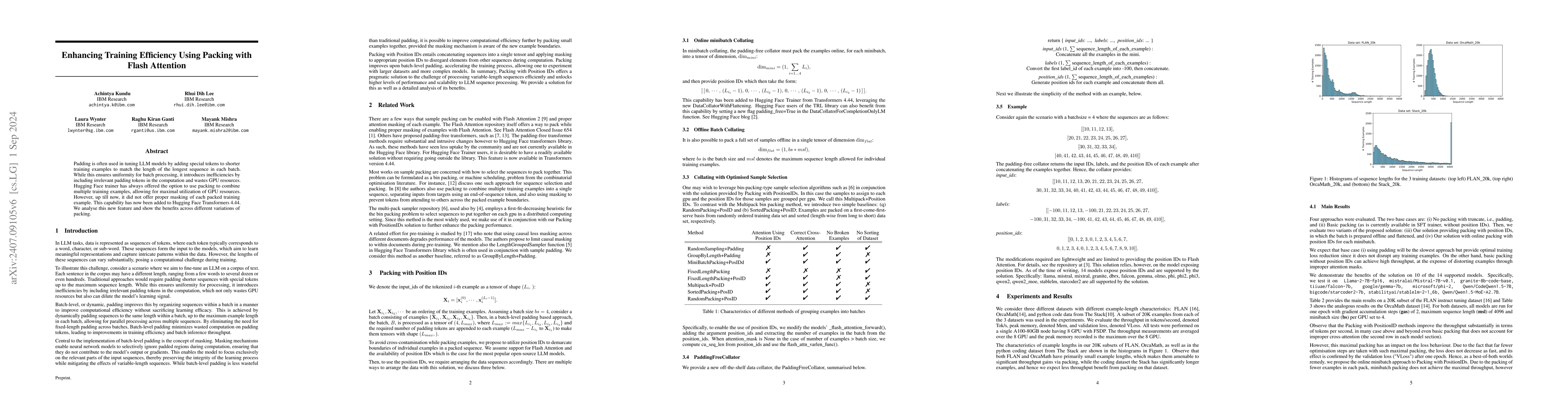 Thumbnail for Enhancing Training Efficiency Using Packing with Flash Attention