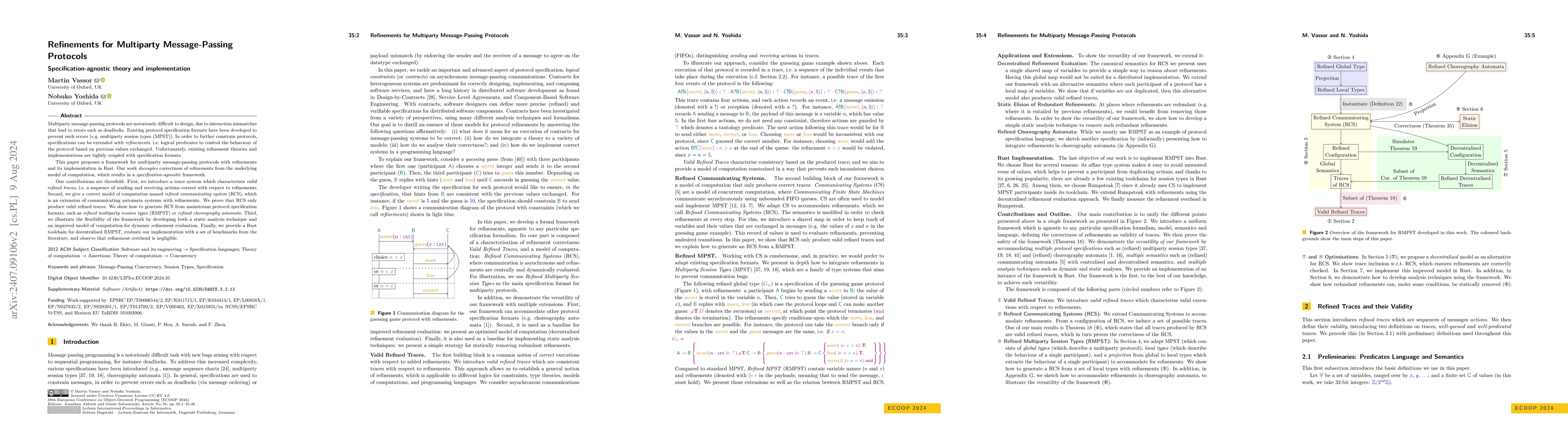 Thumbnail for Refinements for Multiparty Message-Passing Protocols:
  Specification-agnostic theory and implementation