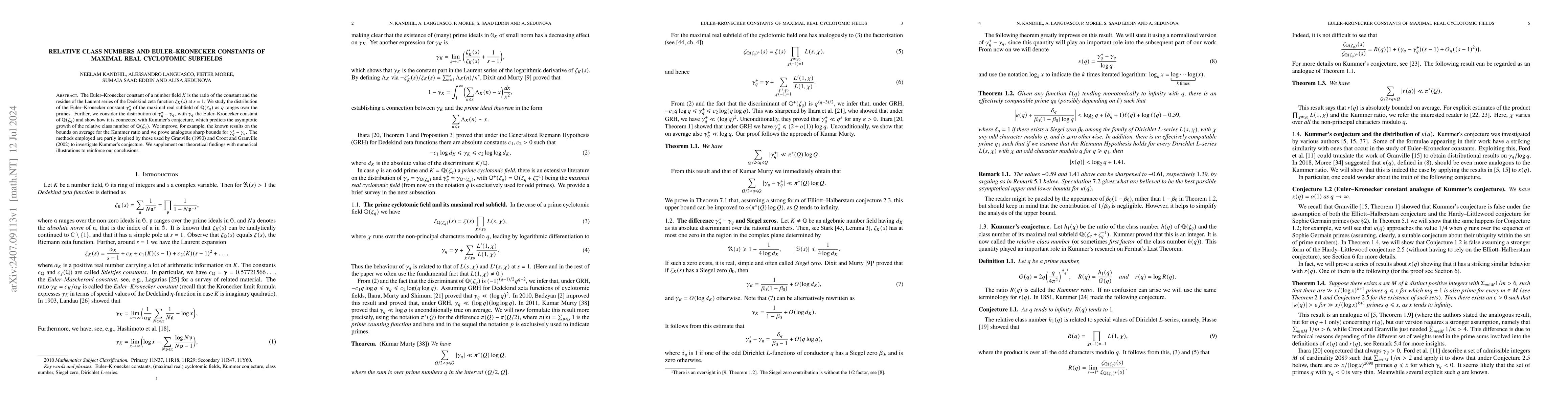 Thumbnail for Relative class numbers and Euler-Kronecker constants of maximal real
  cyclotomic subfields