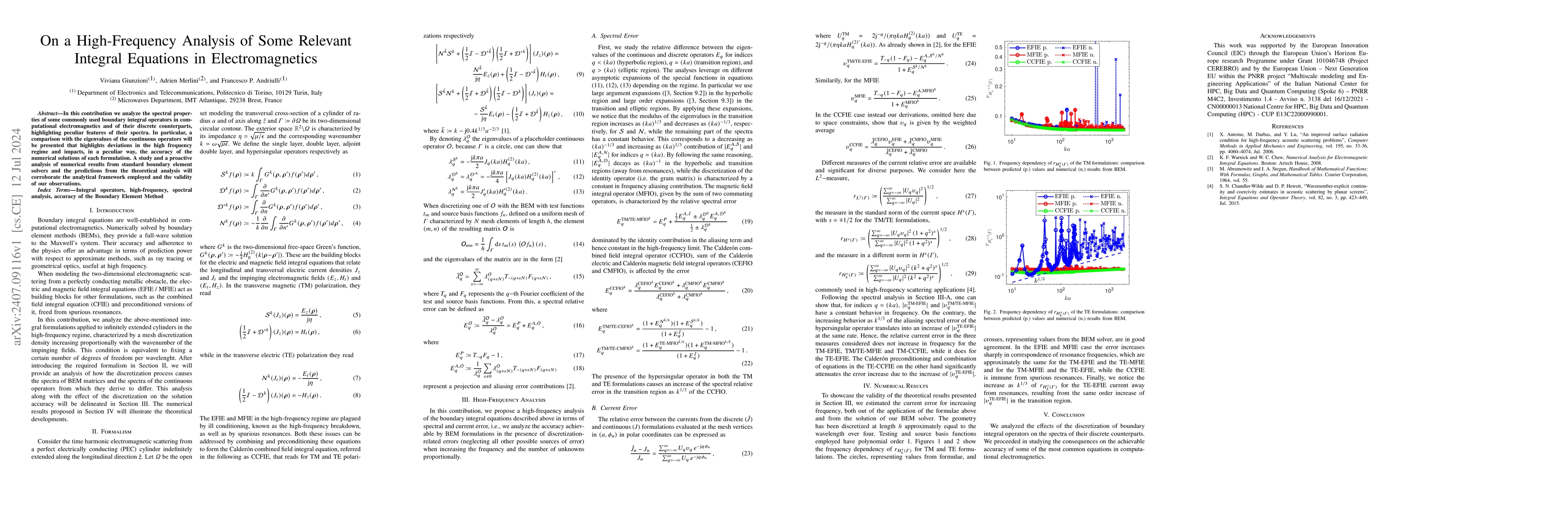 Thumbnail for On a High-Frequency Analysis of Some Relevant Integral Equations in
  Electromagnetics